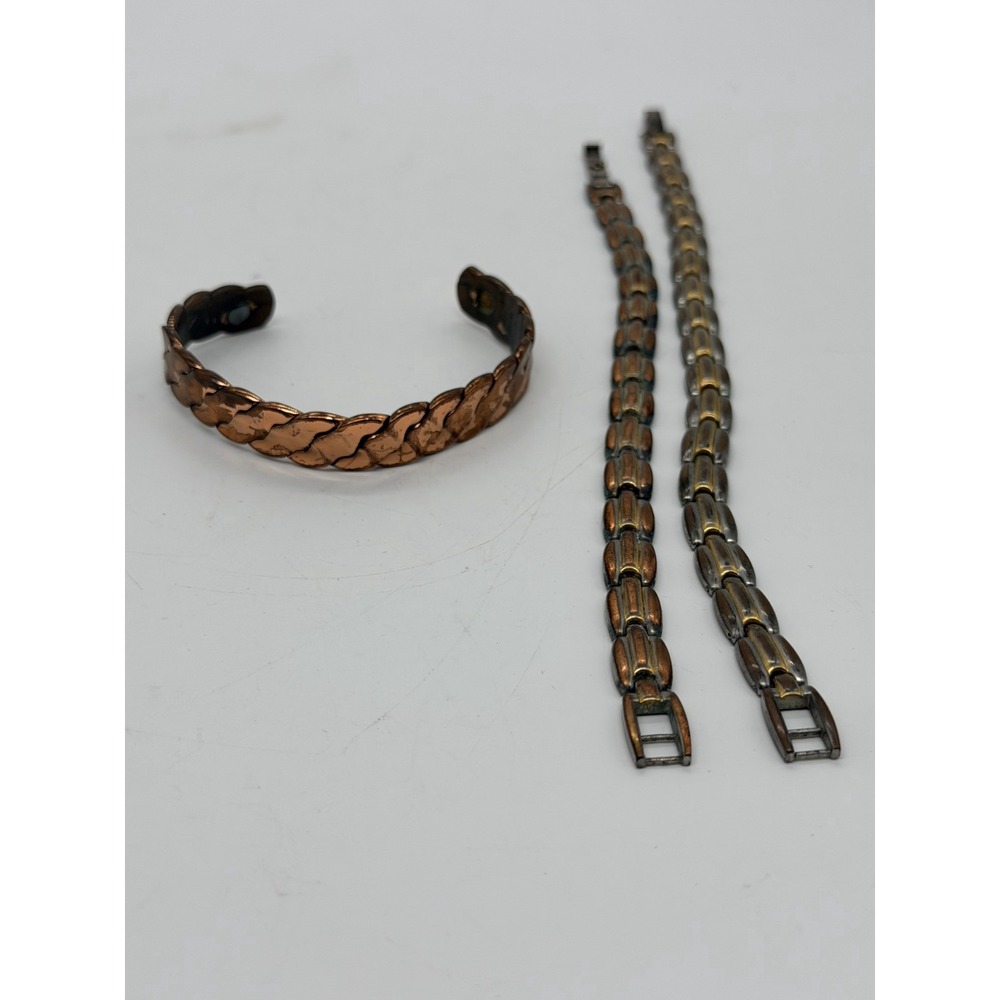 Lot of 3 Bracelets Copper Cuff & Link Bracelets Combo